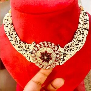 Brandnew!House Of RuSa Diamonte Embedded Stunning Beaded Choker;Earrings Set